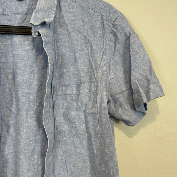 Banana‎ Republic Mens Light Blue Linen Short Sleeve Shirt Size M - Picture 3 of 6